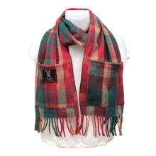 Charger l'image dans la galerie, Foulard à poches (Laine mérinos. Tartan feuille d'érable) | Scarf with pockets (Merino wool. Maple leaf tartan)