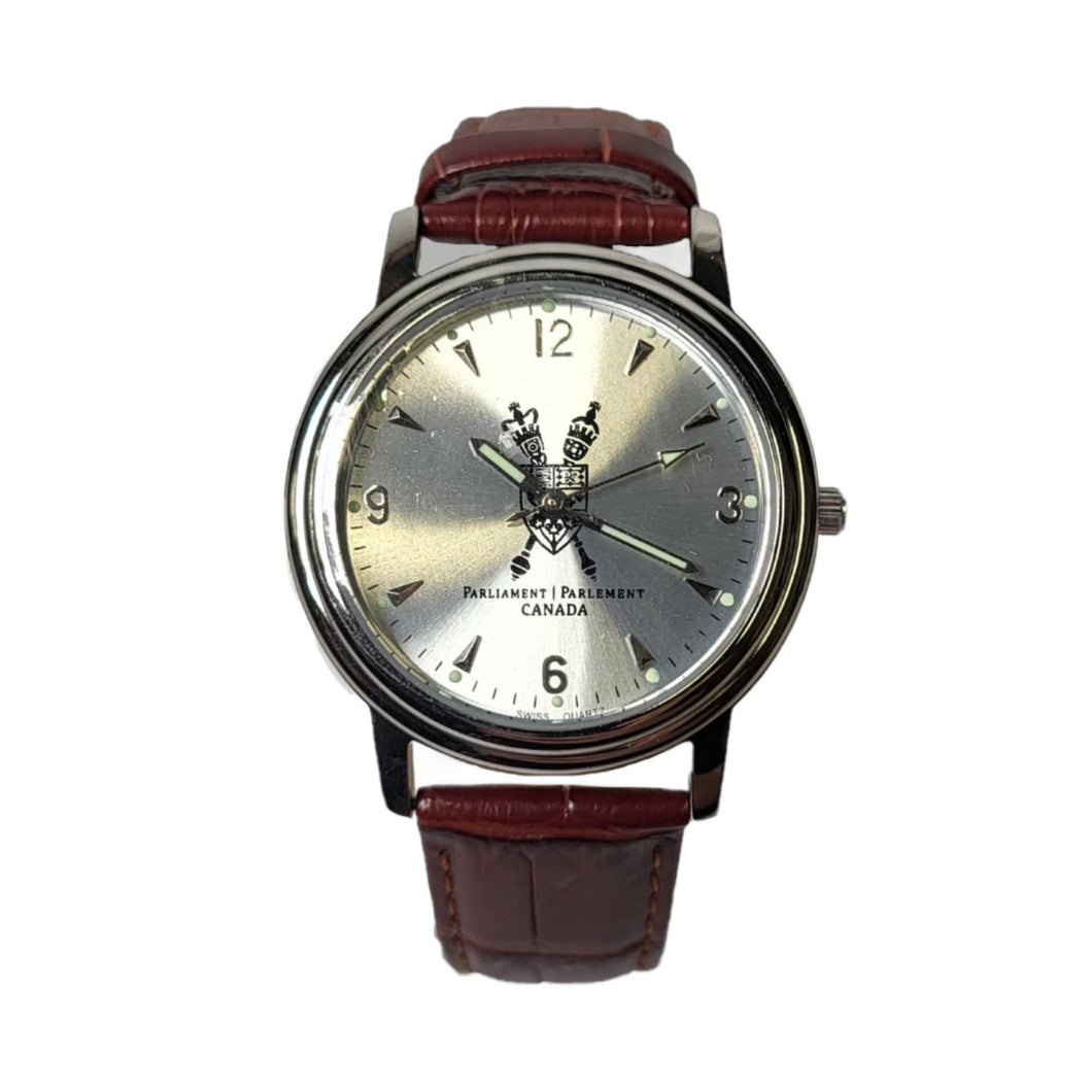 Brown leather watch (Large) | Montre en cuir brun (Grande)