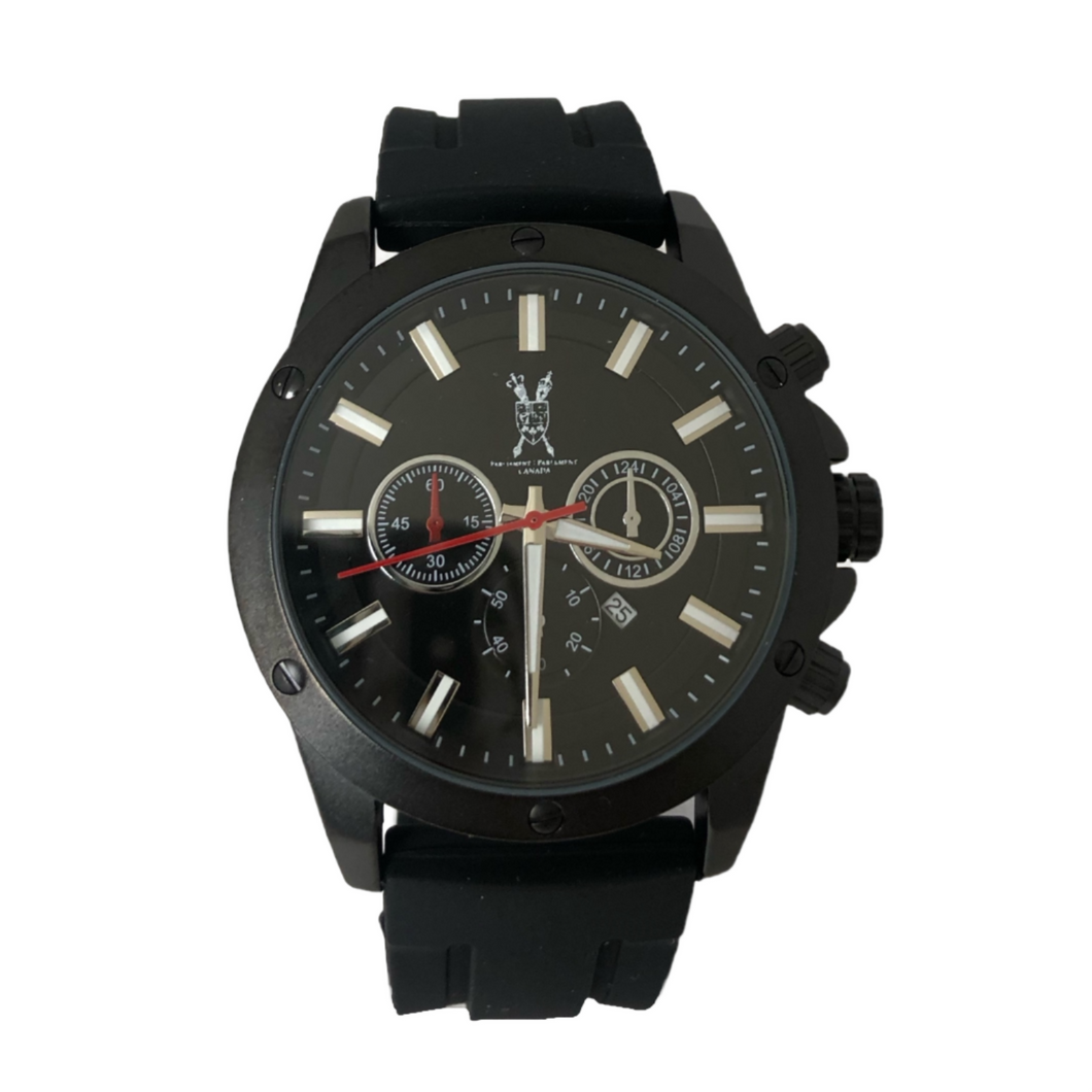 Watch (Black silicone strap) | Montre (Bracelet en silicone noir)
