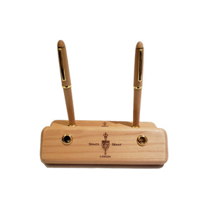 Wood box and double pen set | Ensemble stylos et coffret en bois